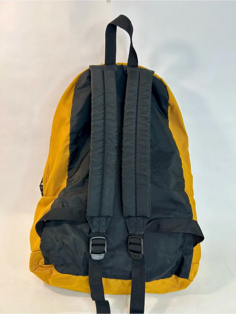Vintage 90’s Jansport Backpack in a Mustard Rust Yellow 15”Wx19”H Grunge Yellow